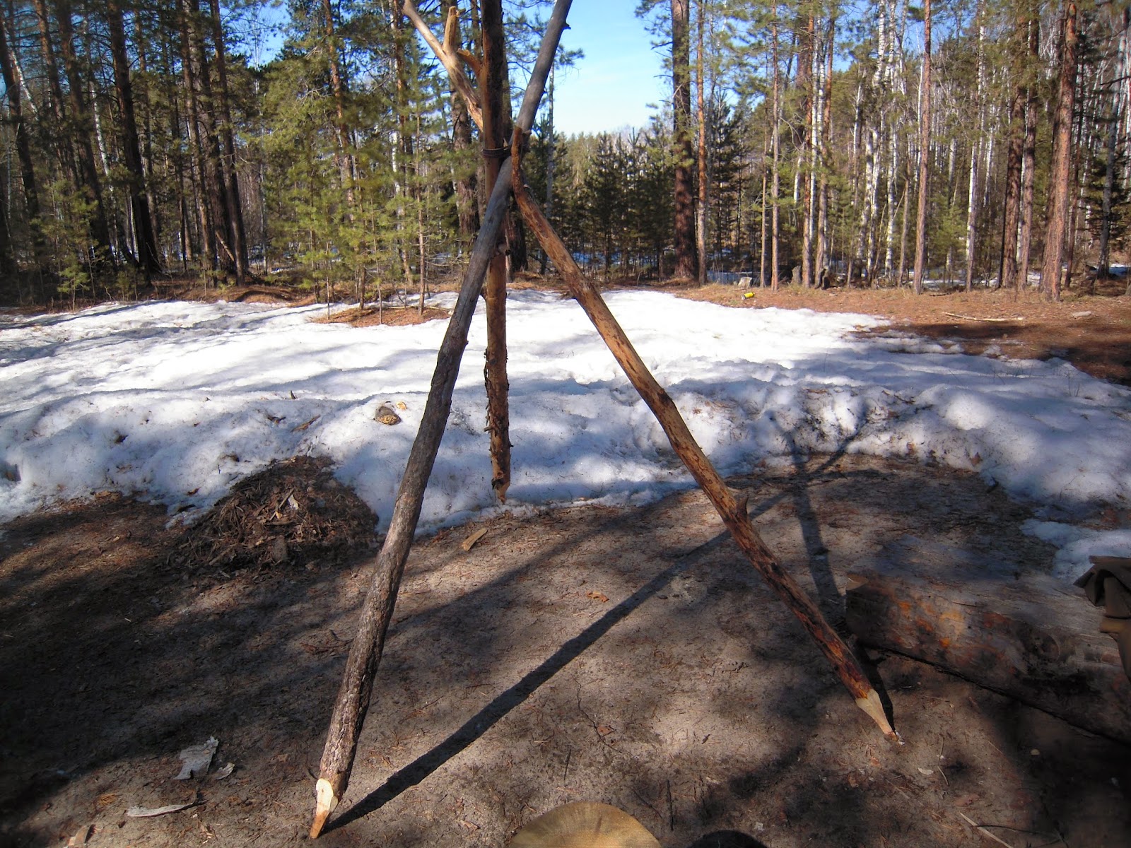 Тренога из бревен