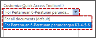 Membuat Separate Quick Access Toolbar Untuk Dokumen Saat ini
