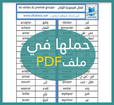 افعال المجموعة الاولى الاكثر استعمالا في اللغة الفرنسية