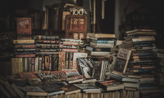 Huge pile of books, reading, fantasy genre