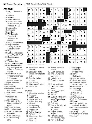 The new york times crossword in gothic: 01.12.12 — o canada The New York Times Crossword in Gothic: 01.12.12 — O Canada