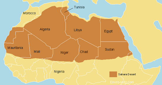 sahara map desert