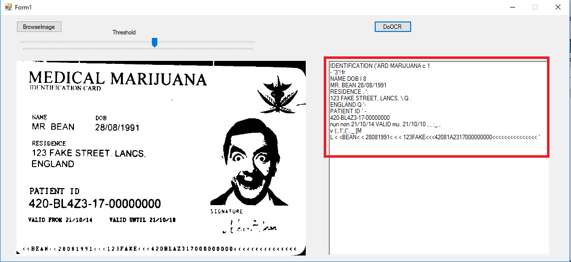 ID card detection using Emgu and Tesseract OCR