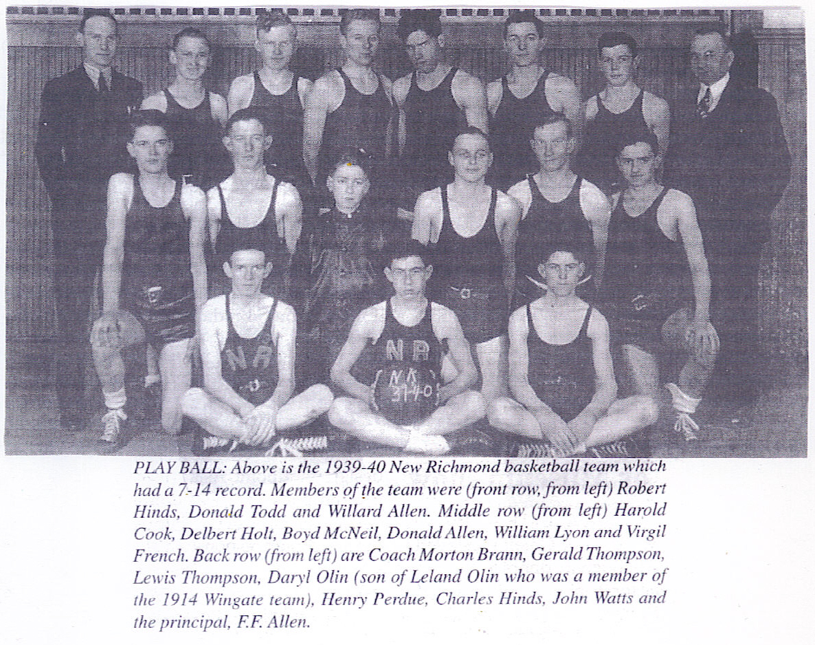 History of New Richmond Cardinals Basketball team of 193940