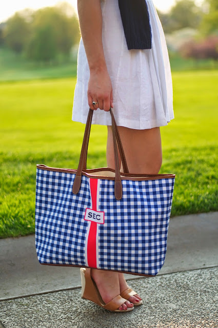 Red white and blue tote 