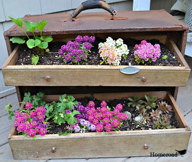 Upcycled toolbox planter with drawers - Homeroad
