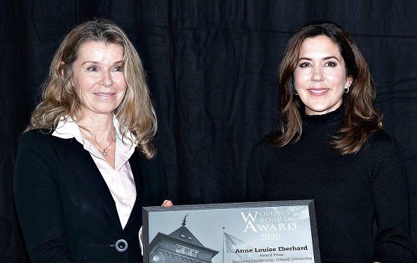 Crown Princess Mary presented 2020 Women's Board Award to Anne Louise Eberhard. the theme for the award is Sustainable Leadership