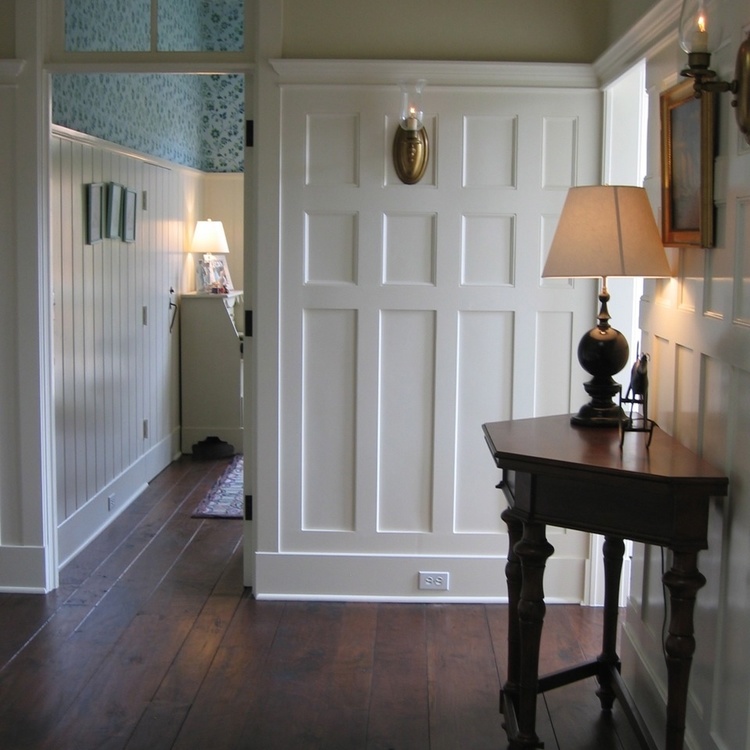 Charming traditional decor in hallway of Malibu beach house by Giannetti Home