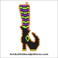 Click to view the Witchy Leg Green and Purple Halloween brick stitch bead pattern charts.