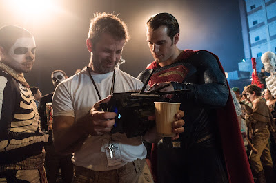Zack Snyder and Henry Cavill on the set of Batman V Superman Dawn of Justice