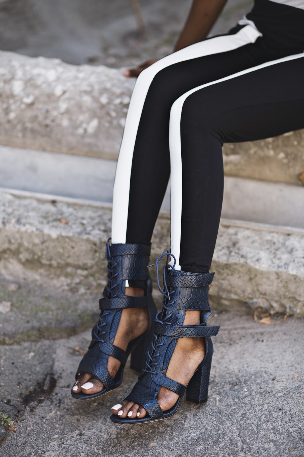 navy croc heels