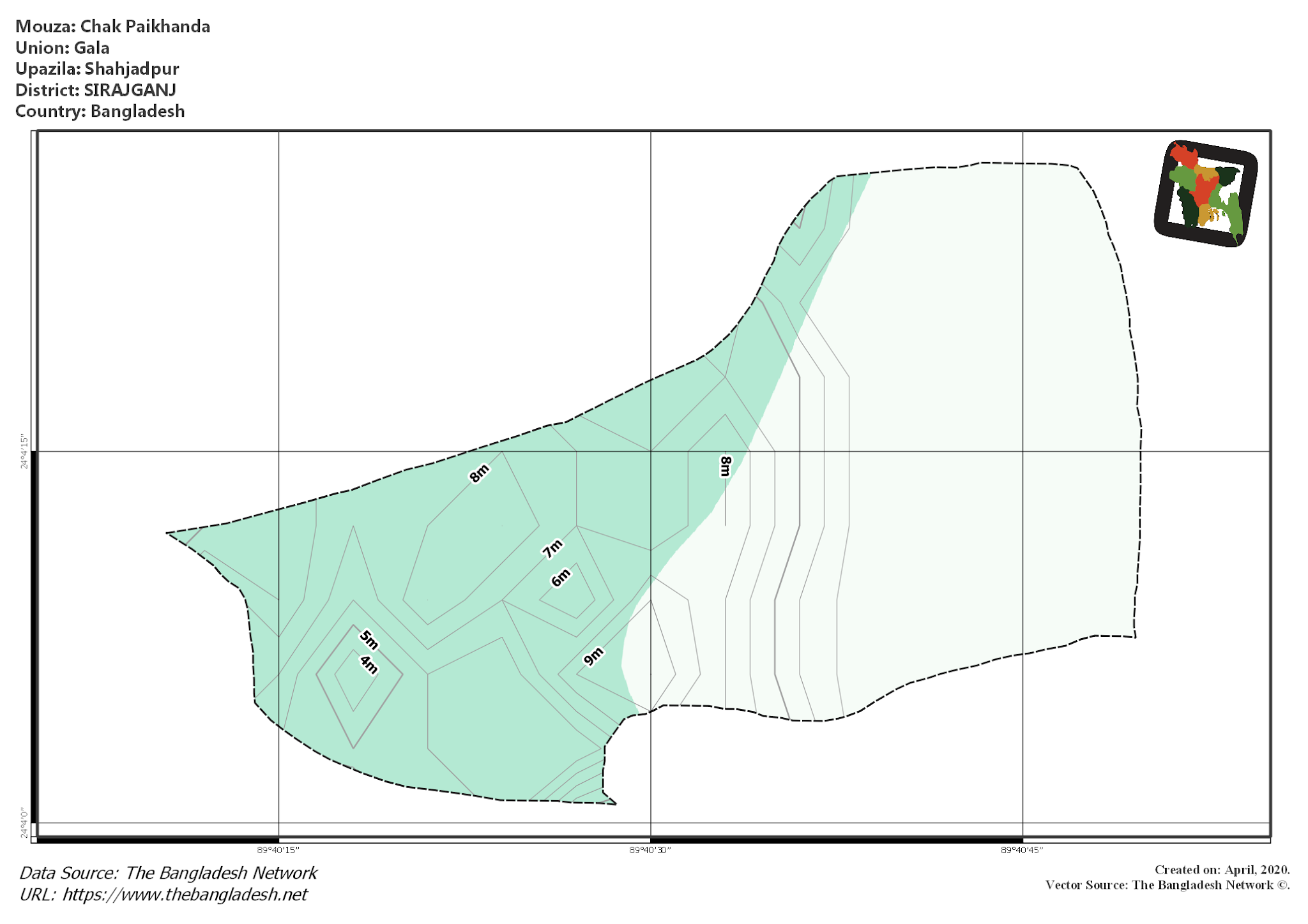Map of Chak Paikhanda Mouza of Shahjadpur Upazila, SIRAJGANJ Map of Chak Paikhanda Mouza of Shahjadpur Upazila, SIRAJGANJ, Bangladesh.