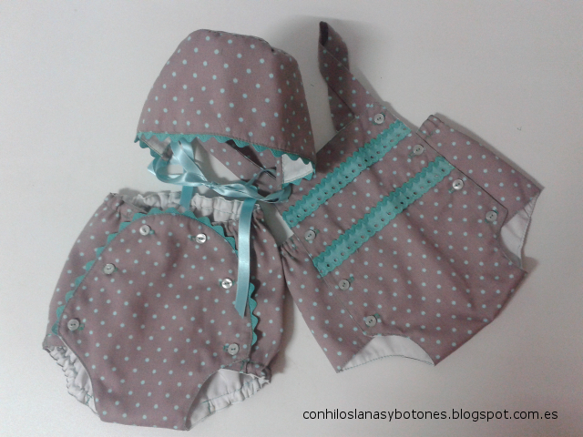 conhiloslanasybotones.blogspot.com.es - conjunto bebé topitos agumarina