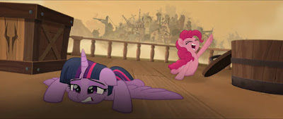 Twilight and Pinkie on the deck after escaping