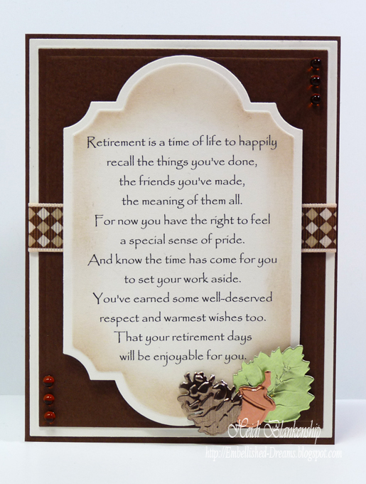 Embellished Dreams: Retirement Card - Enjoy Your Days