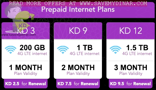 Zain Kuwait - New Prepaid Internet Plans starting from 3KD
