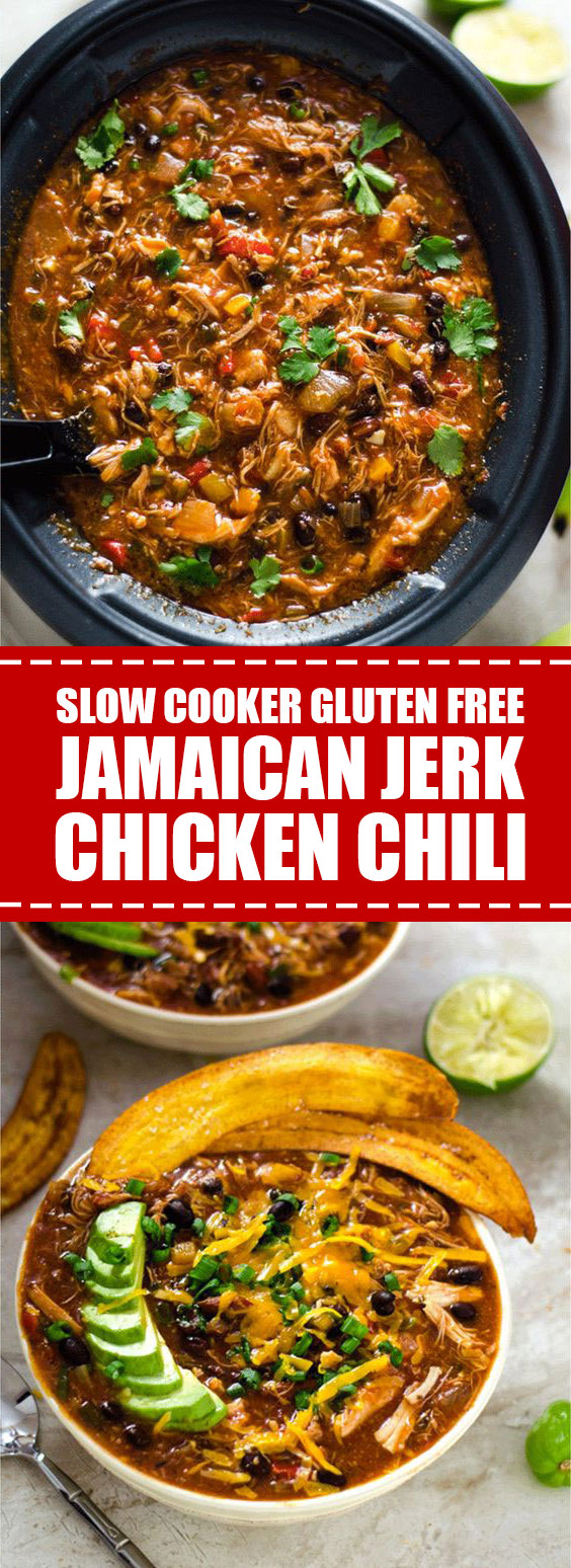 Slow Cooker Gluten Free Jamaican Jerk Chicken Chili