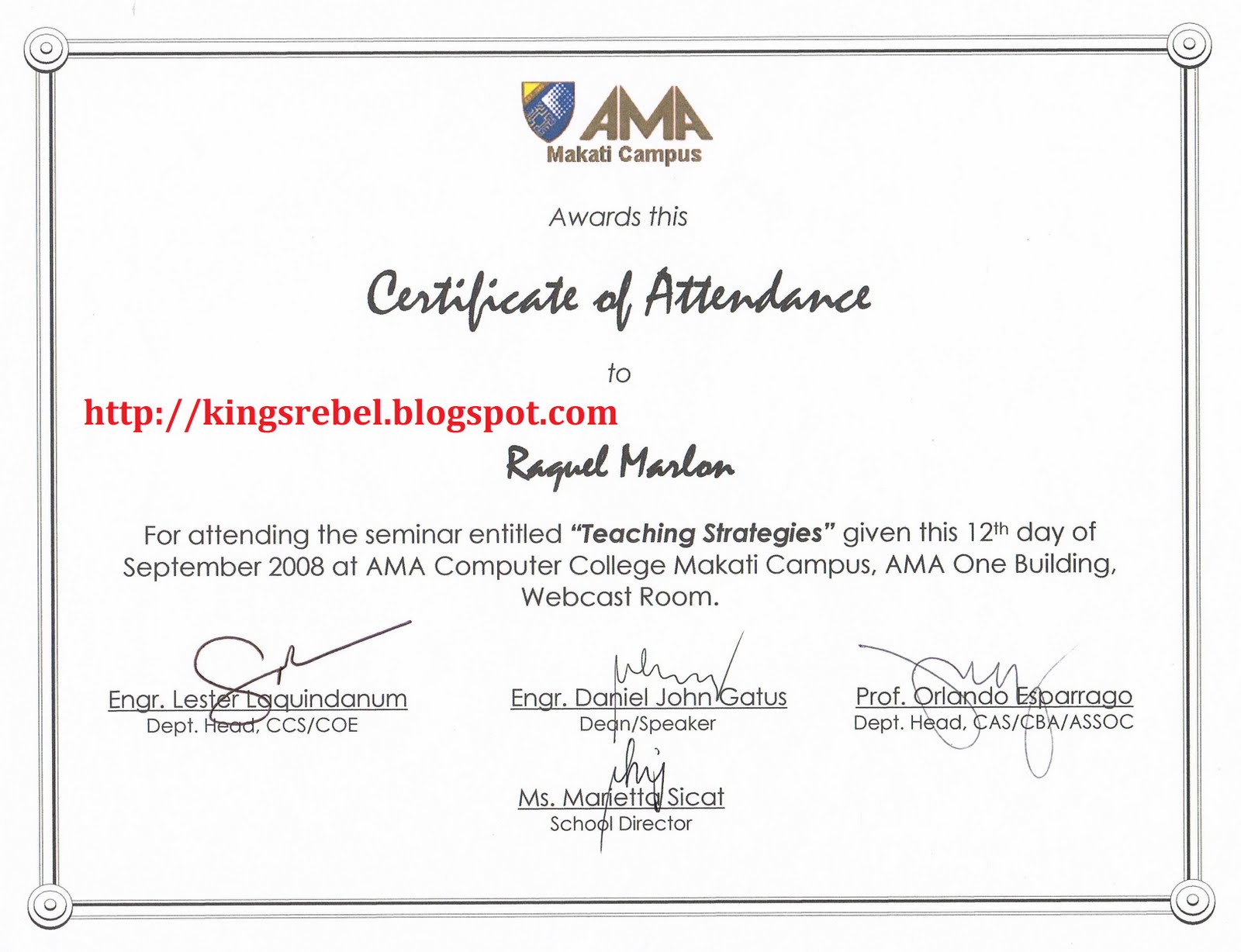 Conference Certificate Of Attendance Template