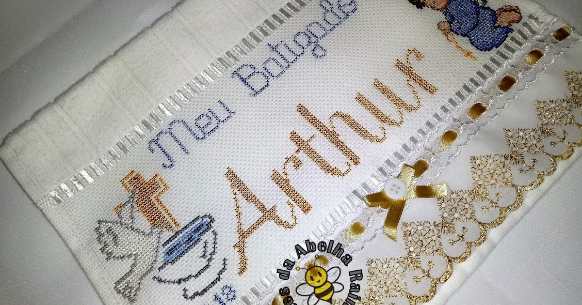 Toalha Para Batizado Em Ponto Cruz Artes da Abelha Rainha: Toalha para Batizado bordada em ponto cruz