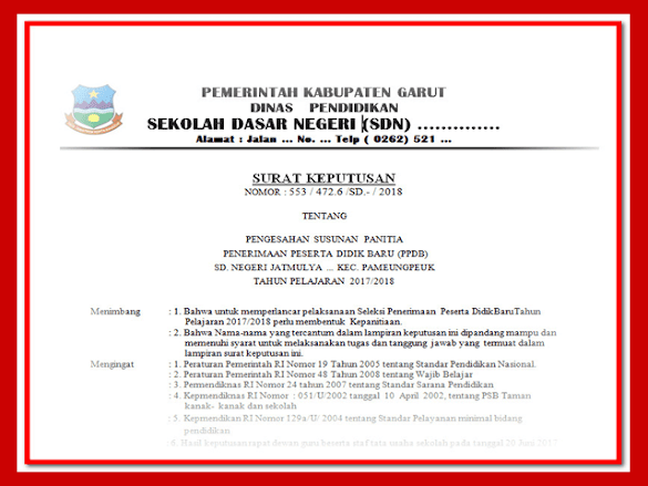 Contoh Sk Surat Keputusan Panitia Ppdb Sd Smp Sma Format Words.Docx