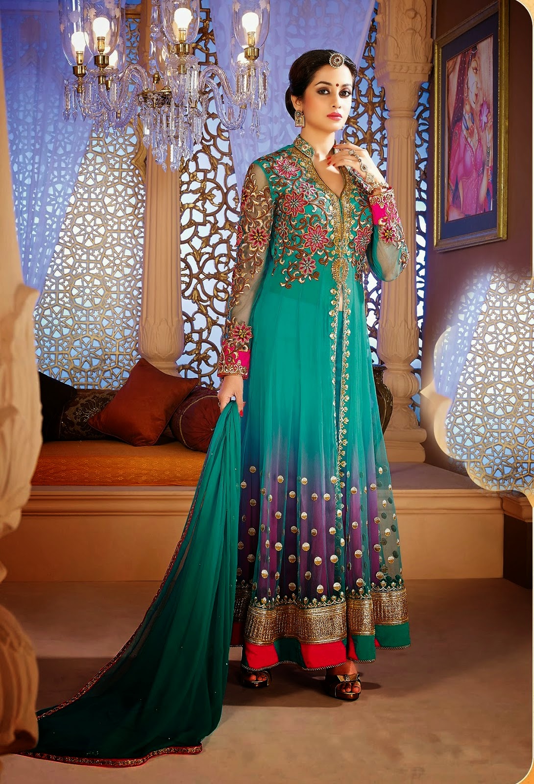 Bollywood Actress Saree Collections: Ready - Made Long Fancy Anarkali ...