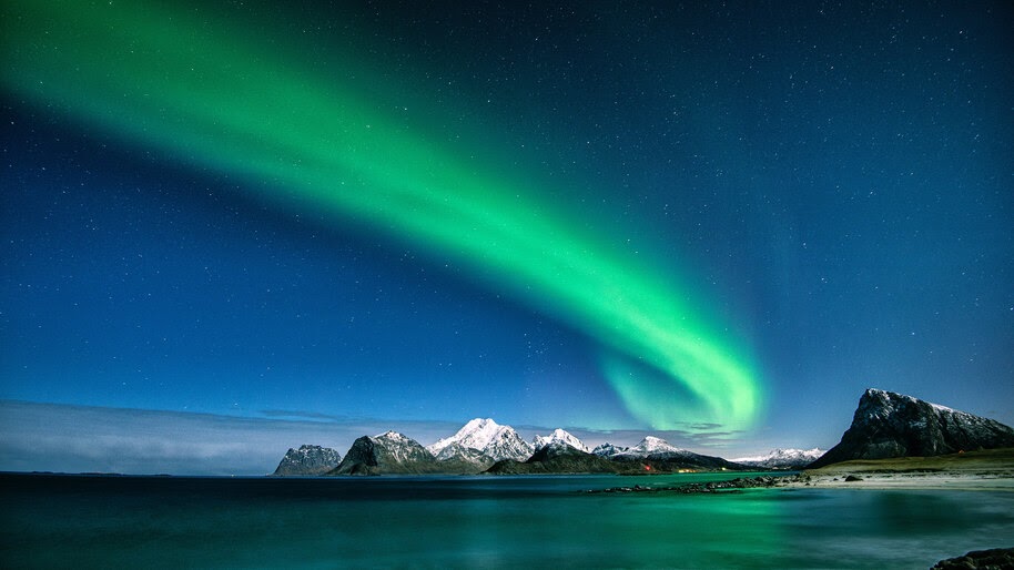 Aurora Borealis, Northern Lights, Mountains, Night, Scenery, 4K, #6.921