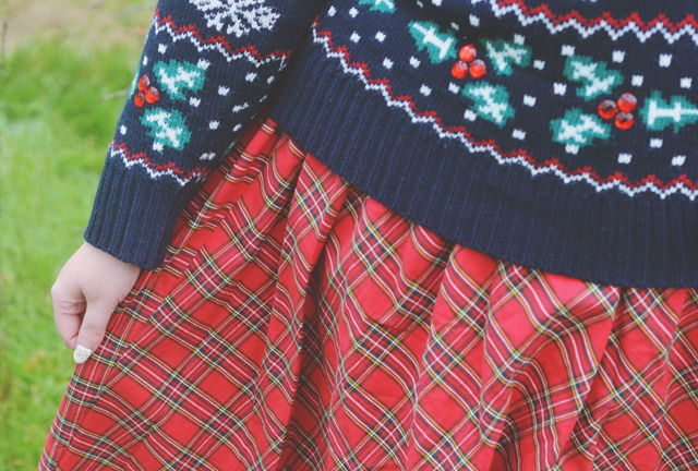 Tartan skirt Christmas cardigan