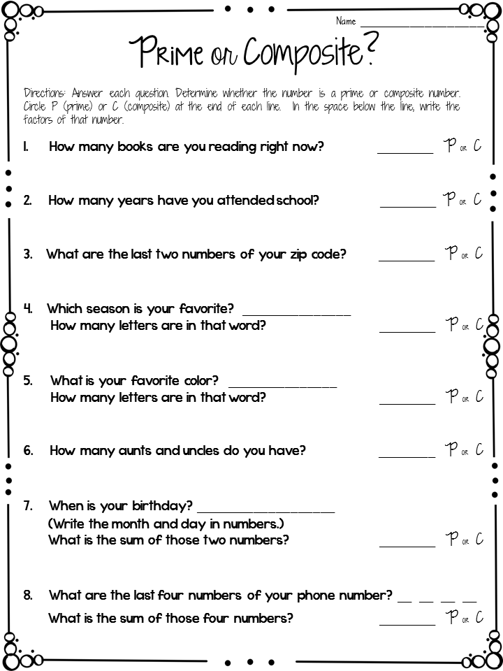 Worksheets On Prime And Composite Numbers Pdf