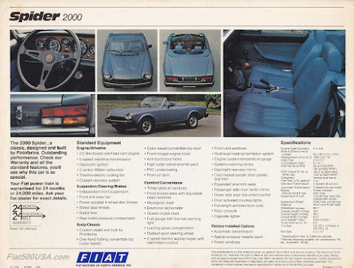 1979 Fiat Spider 2000 Specs