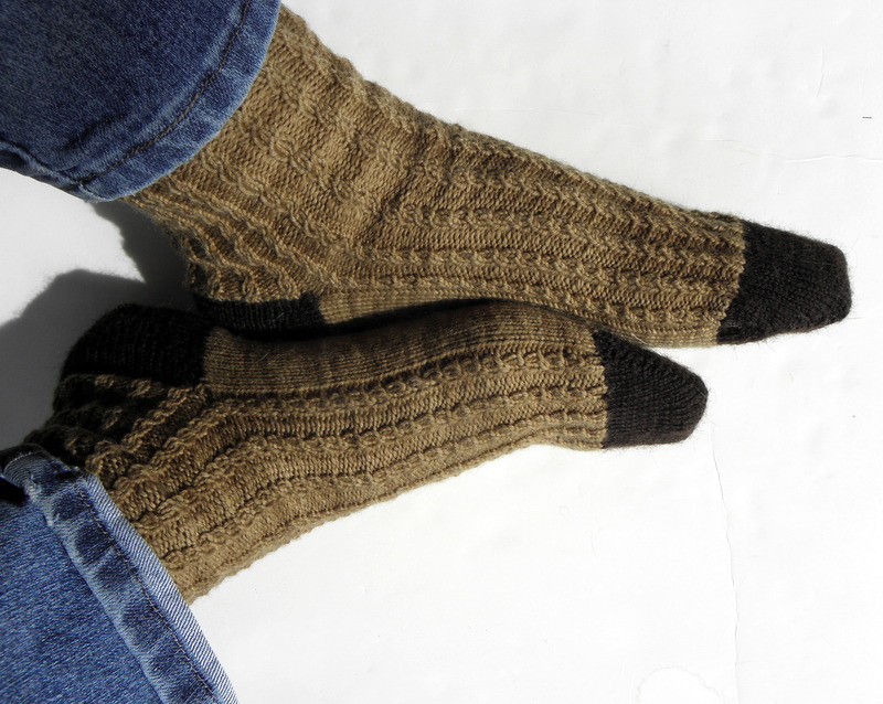 Bitten by Knittin'... Walnut baby cable rib socks