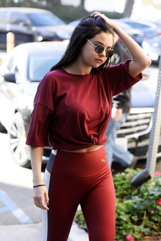 Selena Gomez in Red Tights Hits the gym in Los Angeles Selena Gomez24