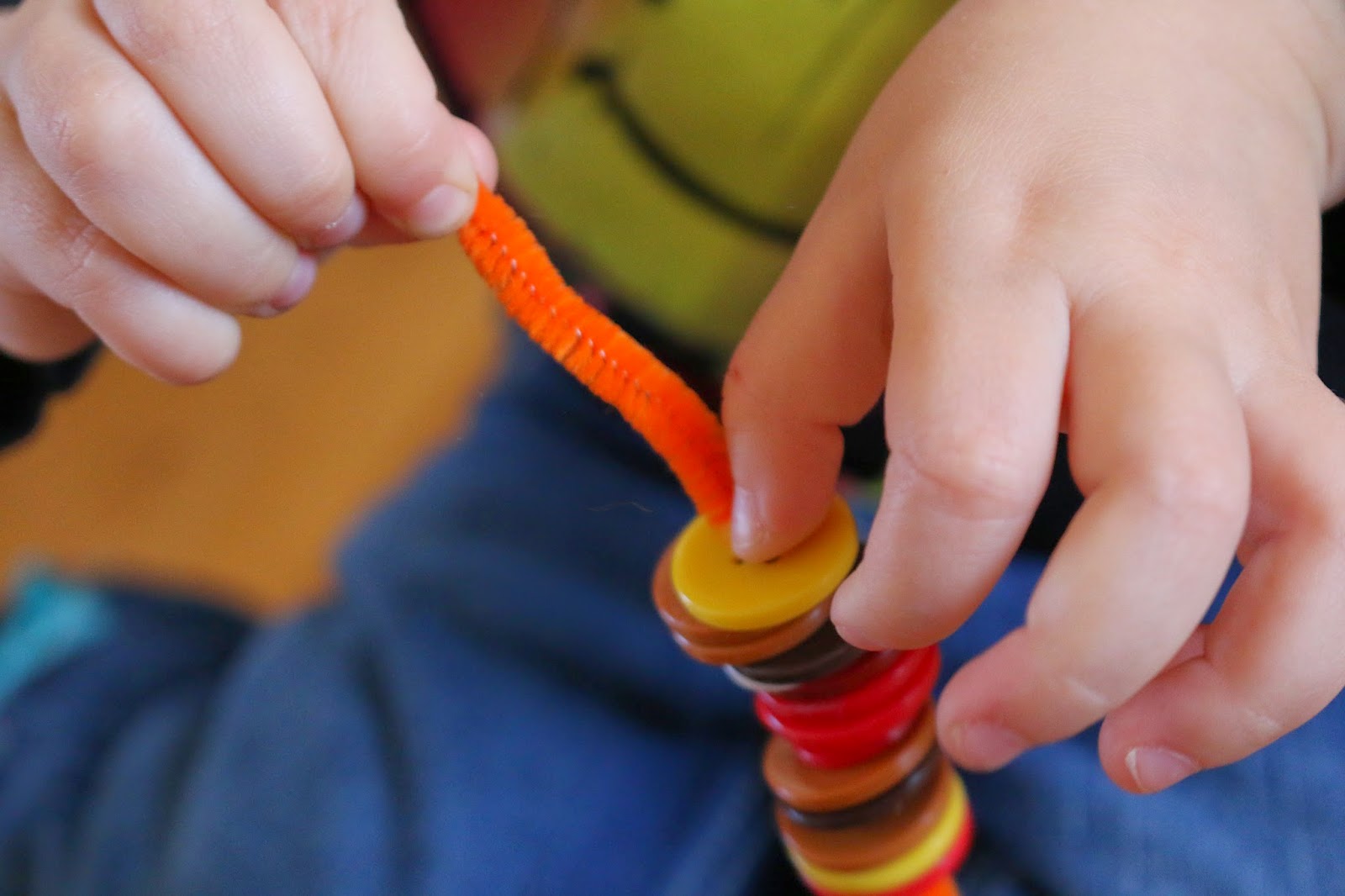 Threading Buttons Preschool Fine Motor Activity School Time Snippets