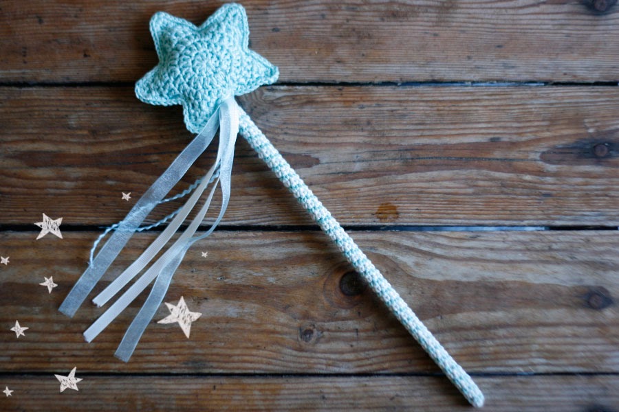 Crochet magic wand handmade by TomToy. Fairy Princess Girl accessory