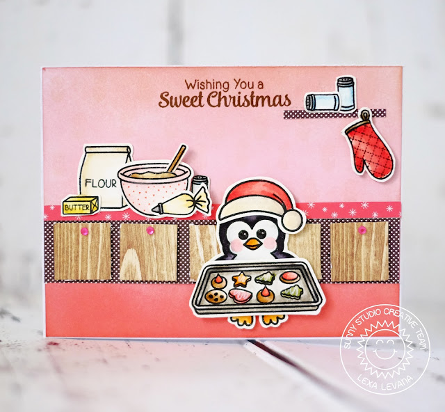 Sunny Studio Stamps: Blissful Baking and Bundled Up Penguin Christmas Card by Lexa Levana.
