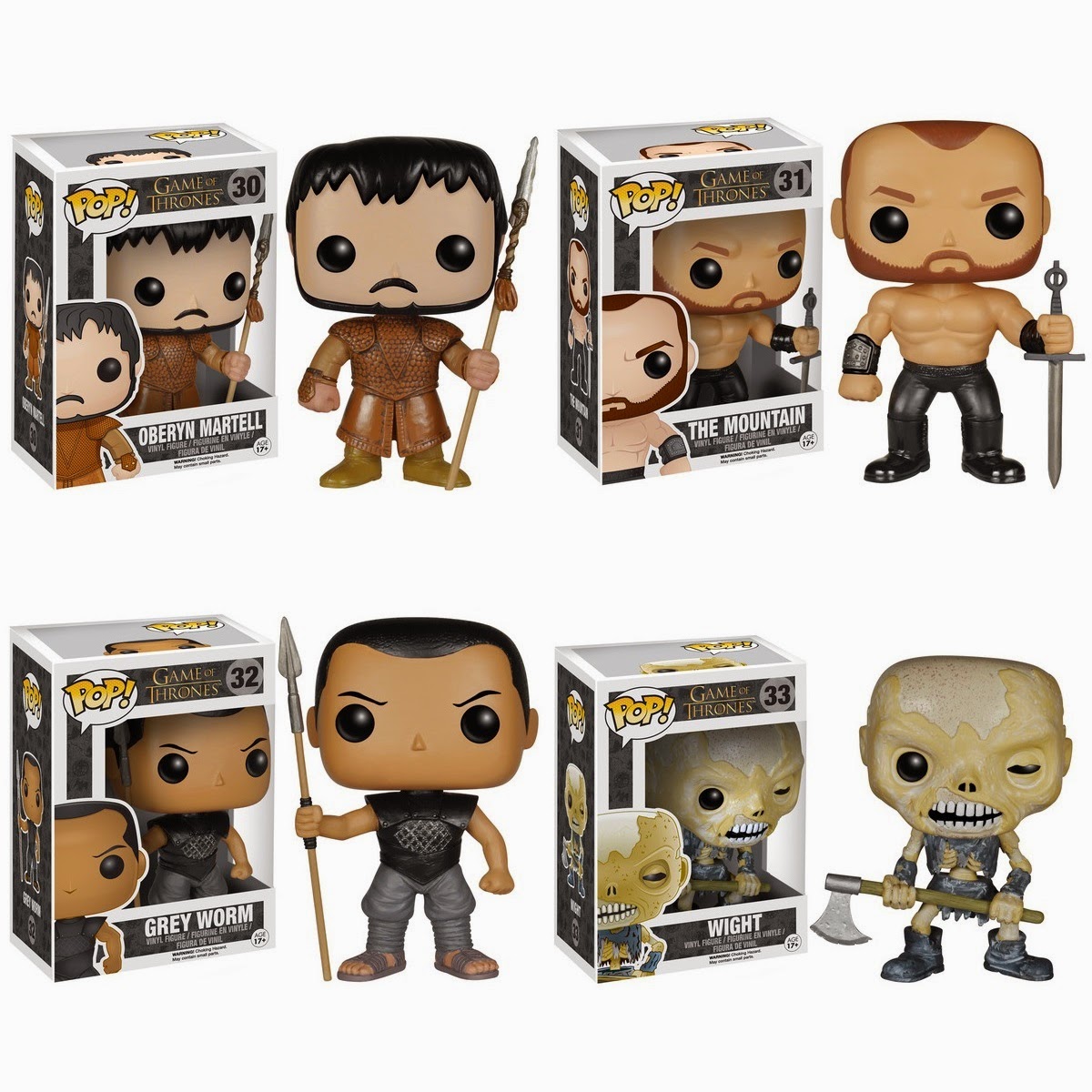 Game of Thrones Pop! Series 5 by Funko - Oberyn Martell, The Mountain, Grey Worm of the Unsullied & a Wight