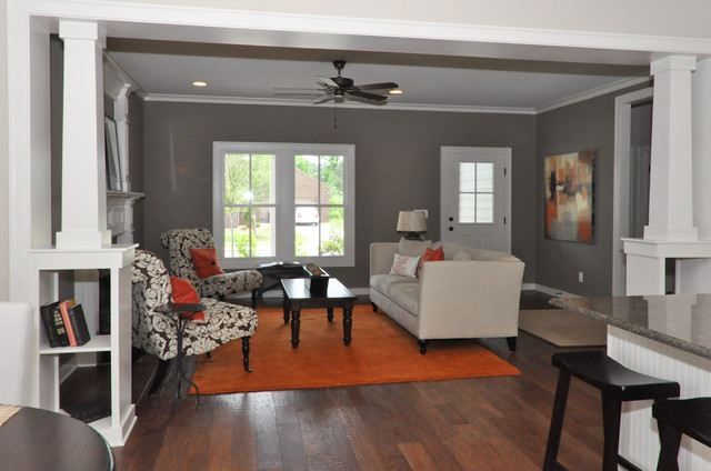 Sala color naranja y gris - Colores en Casa