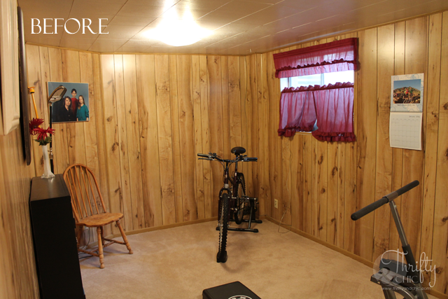 Bedroom Before and After -Painted wood paneling
