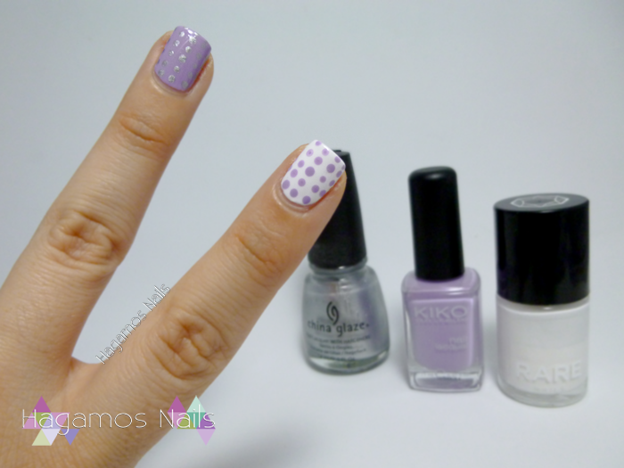 Nail Art lila y blanco con puntos. #RetoPuntosMVN Hagamos Nails