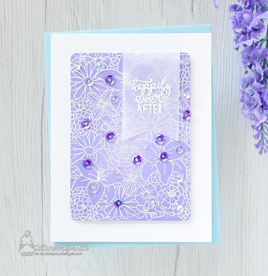 Happily Ever After Wedding Card by Tatiana Trafimovich | Blooming Botanicals and WeddingFrills Stamp Sets and Frames & Flags Die Set by Newton's Nook Designs #newtonsnook #handmade