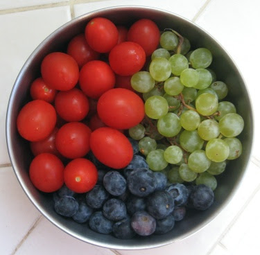 grapes, grape tomatoes, blueberries