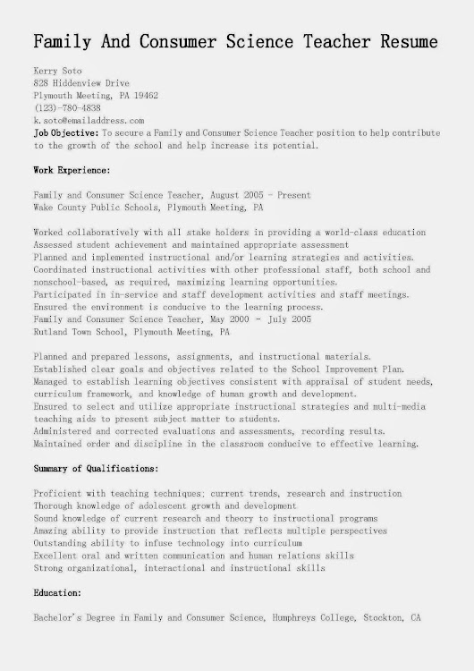 science teacher resume samples