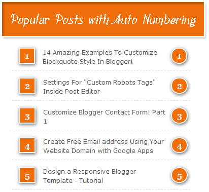 Popular Post widget with auto numbering