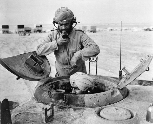 WW2 Sikh soldiers in tank in Libya