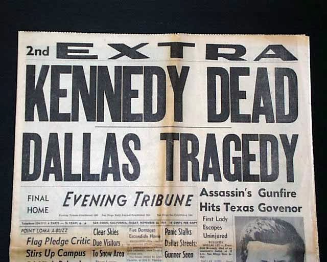 Kennedy assassination newspaper 