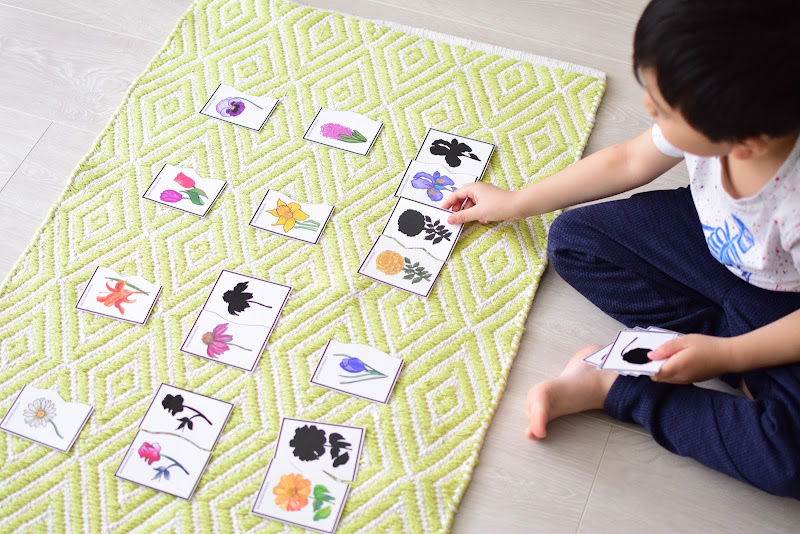 SPRING FLOWER SILHOUETTE MATCHING CARDS