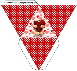 Teddy Bear in Love: Free Printable Boxes. Teddy Bear in Love Free Printable Pyramid Box.