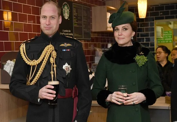 Kate Middleton wore green Catherine Walker coatTod's Suede Pumps and KIKI McDonough Green Tourmaline and Green Amethyst Oval Drop Earrings