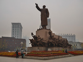Long Live the Victory of Mao Zedong Thought statue on a smoggy day in Shenyang, China