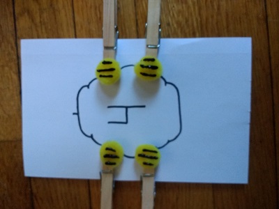 Hive card with 4 finished bees