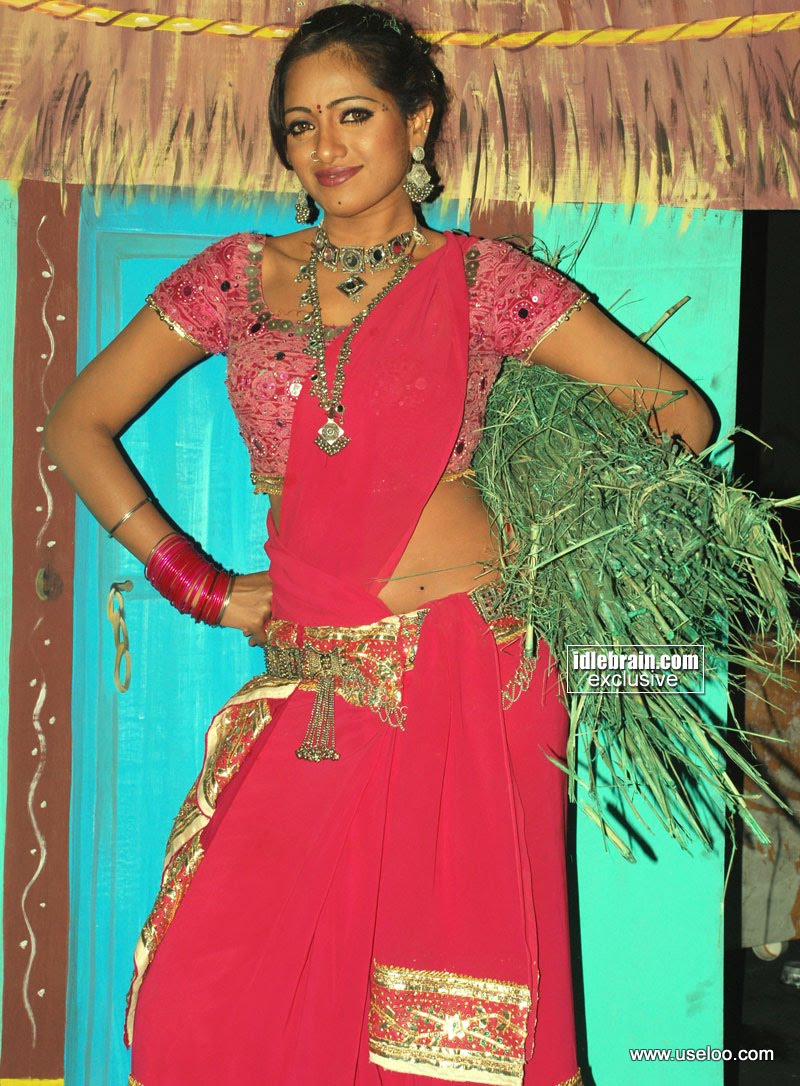 Actress Udaya Bhanu In Green Saree Celebrate Fun